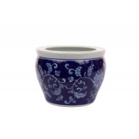 Vaso Baixo Azul Floral Vaso Baixo Azul Floral